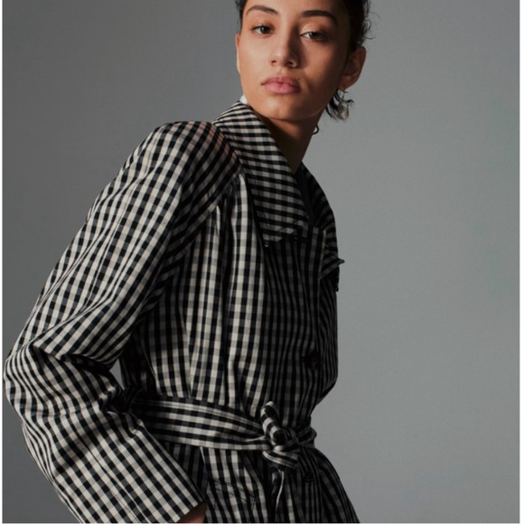 ISO EVERLANE THE GATHERED DRAPE TRENCH PLAID - Picture 2 of 2